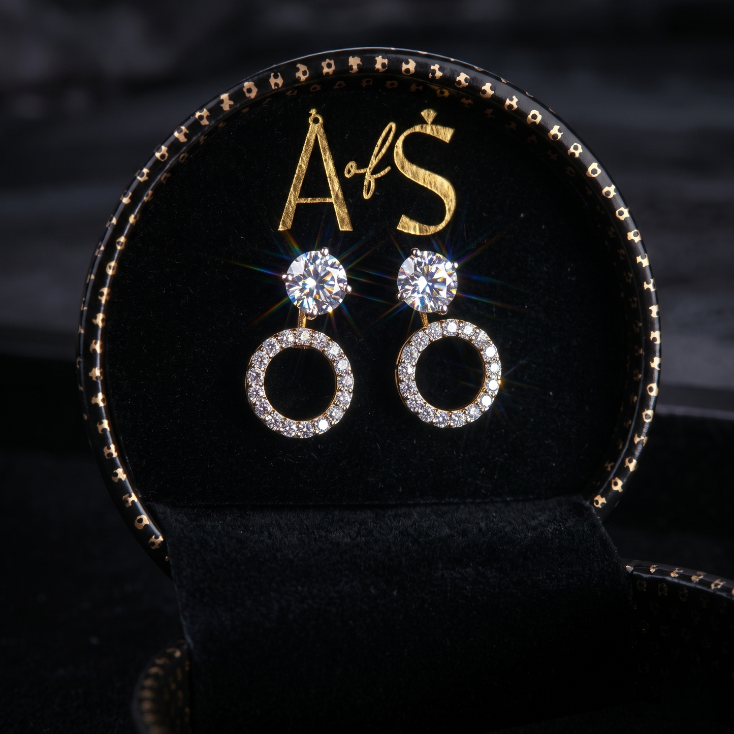 Silver Solitaire Stud and Pavé Circle Drop Earrings