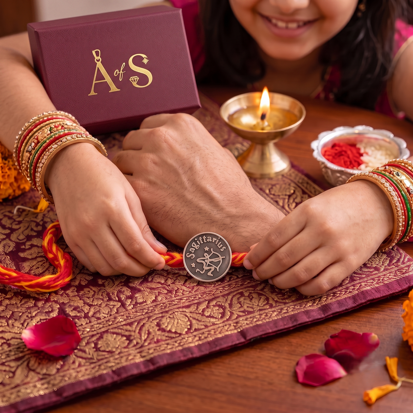 Zodiac sign 925 Silver Rakhi