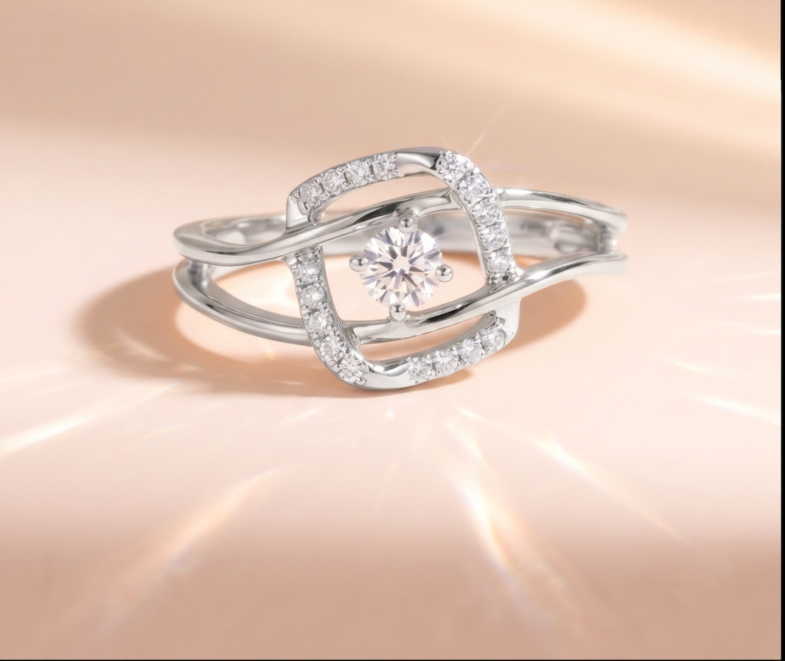 925 Sterling Silver Floating Solitaire Ring
