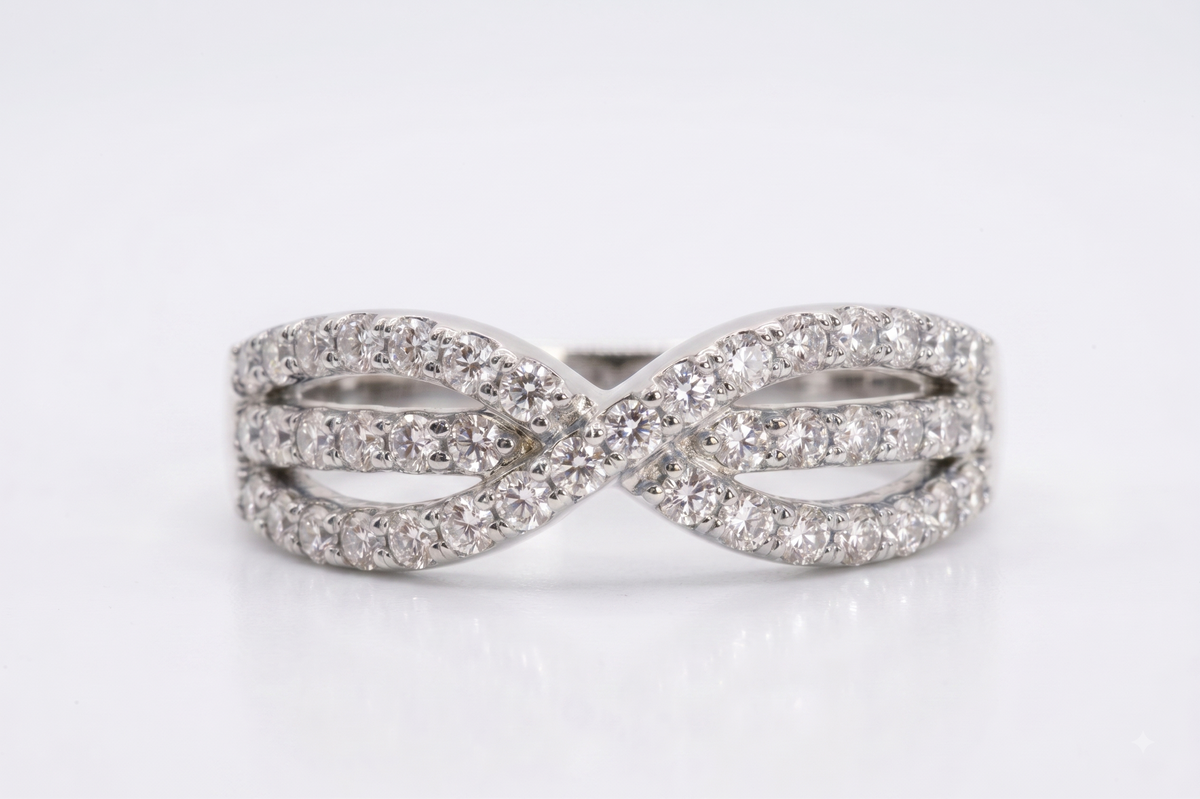 Sparkling Criss-Cross Silver Band