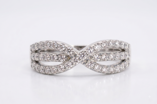 Sparkling Criss-Cross Silver Band