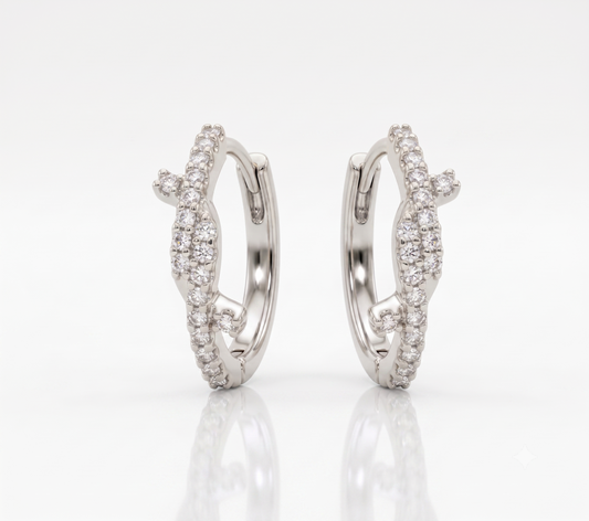 Criss-Cross Hinged Silver Hoops