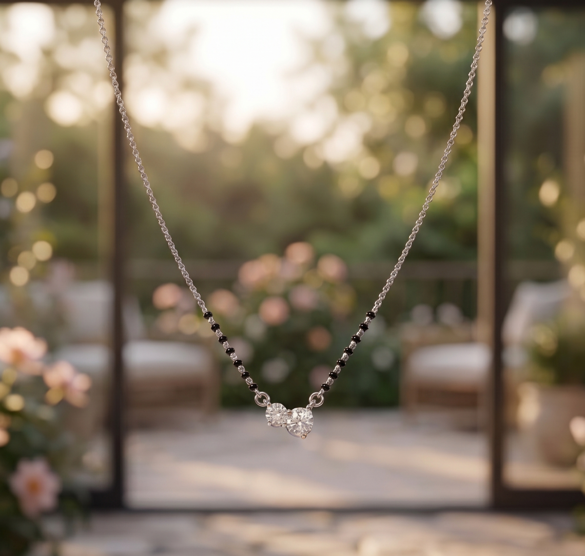 The Modern Dual Solitaire Silver Mangalsutra