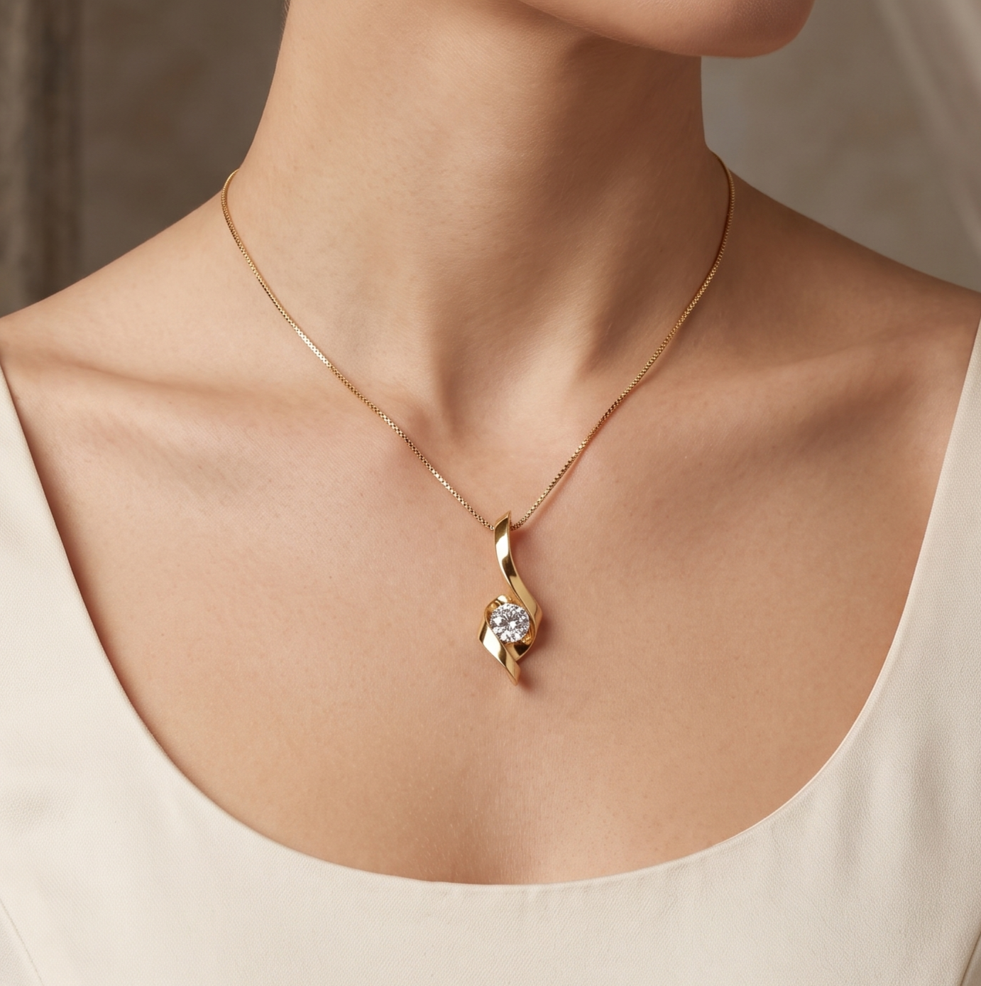The Silver Swirl Solitaire Pendant