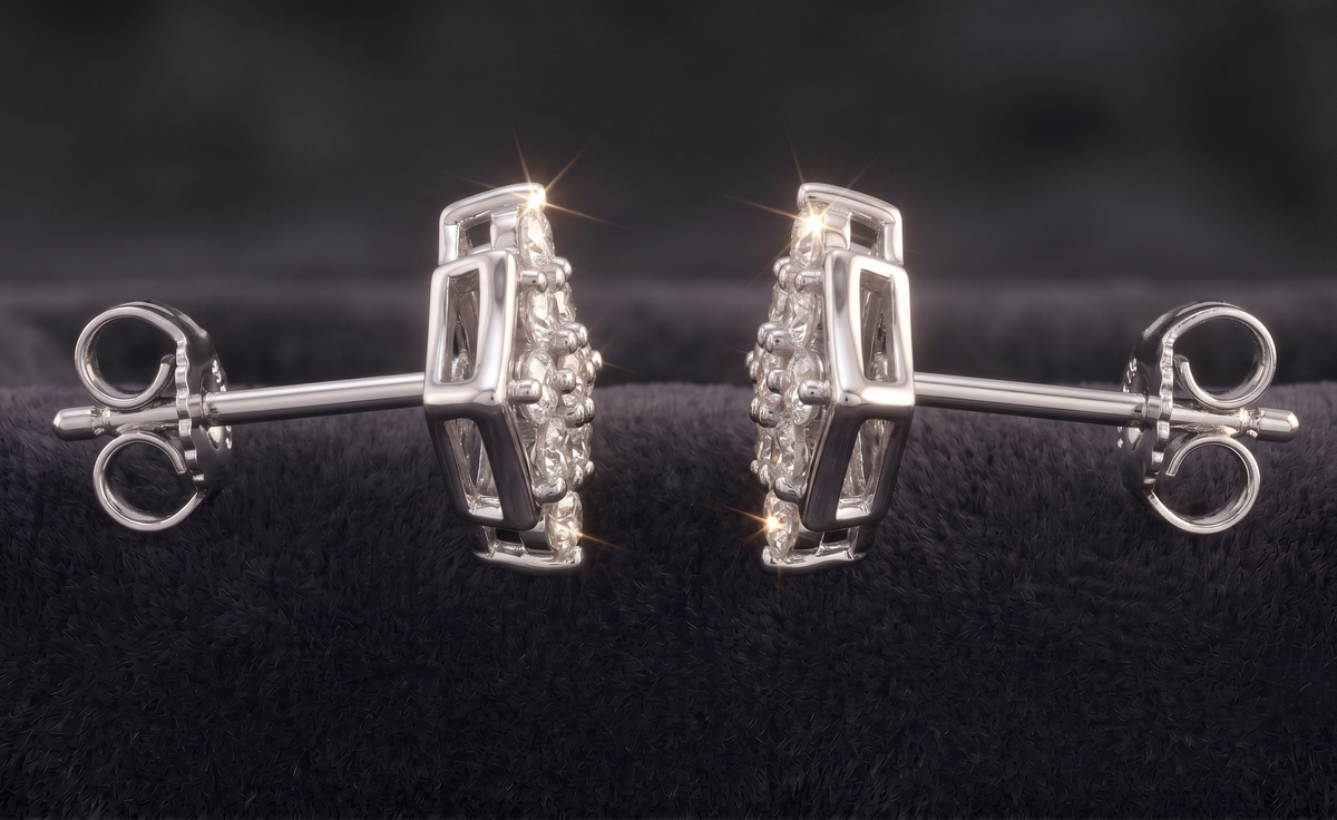925 Sterling Silver Geometric Moissanite Cluster Studs