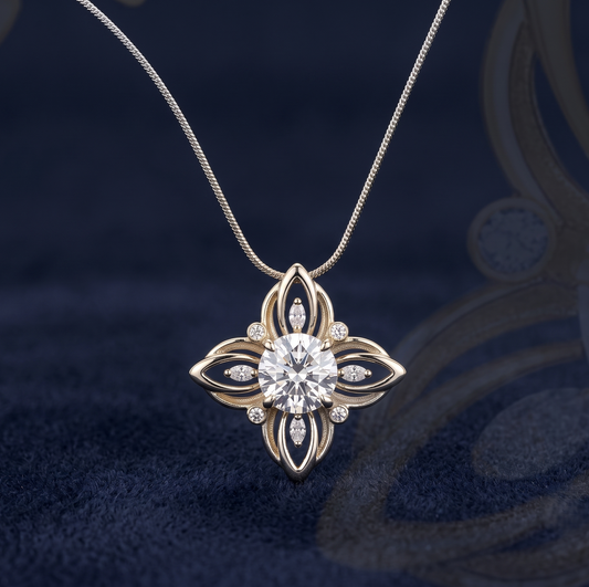 The Silver Lotus Solitaire Pendant