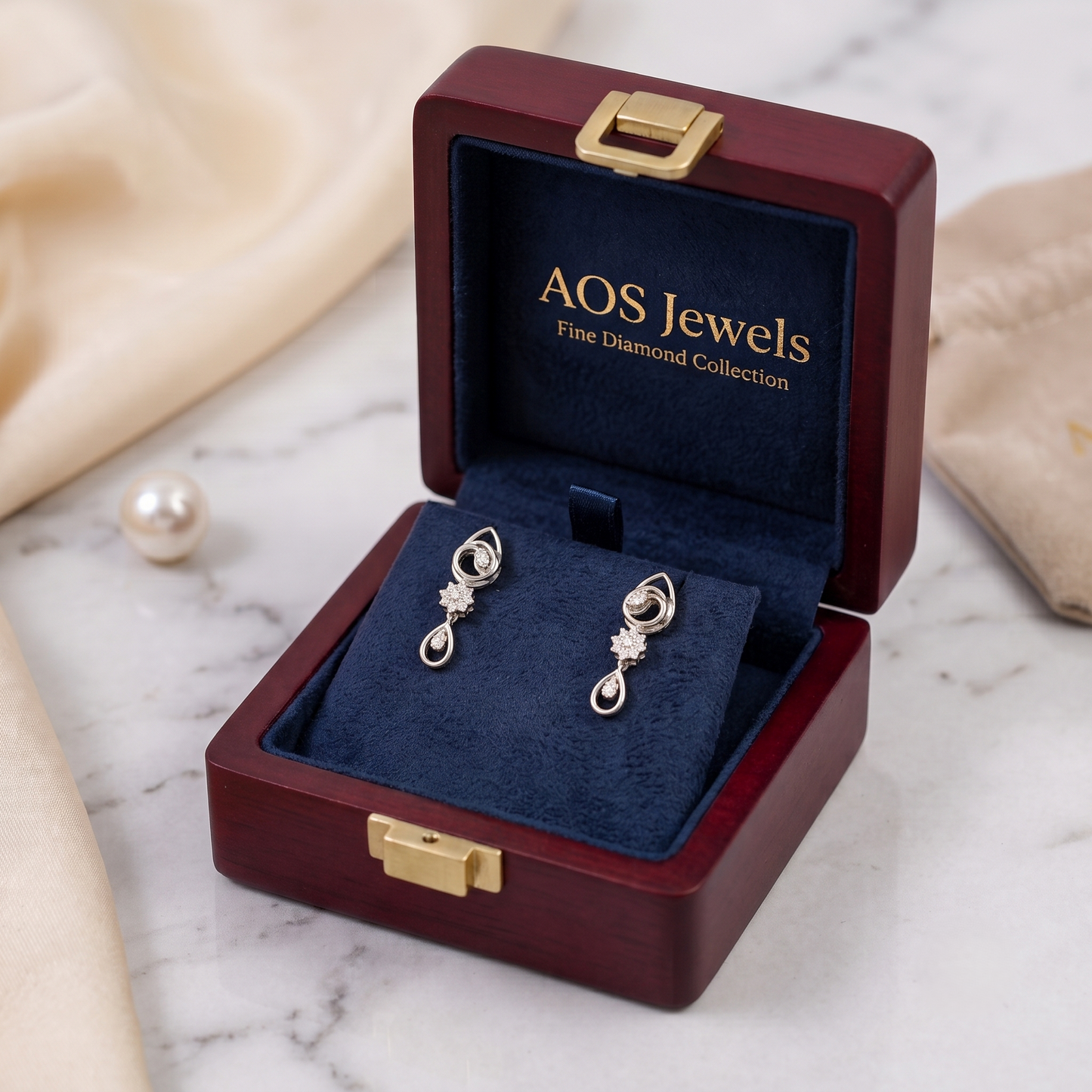 Multi-Tier Diamond Accent Silver Drop Earrings