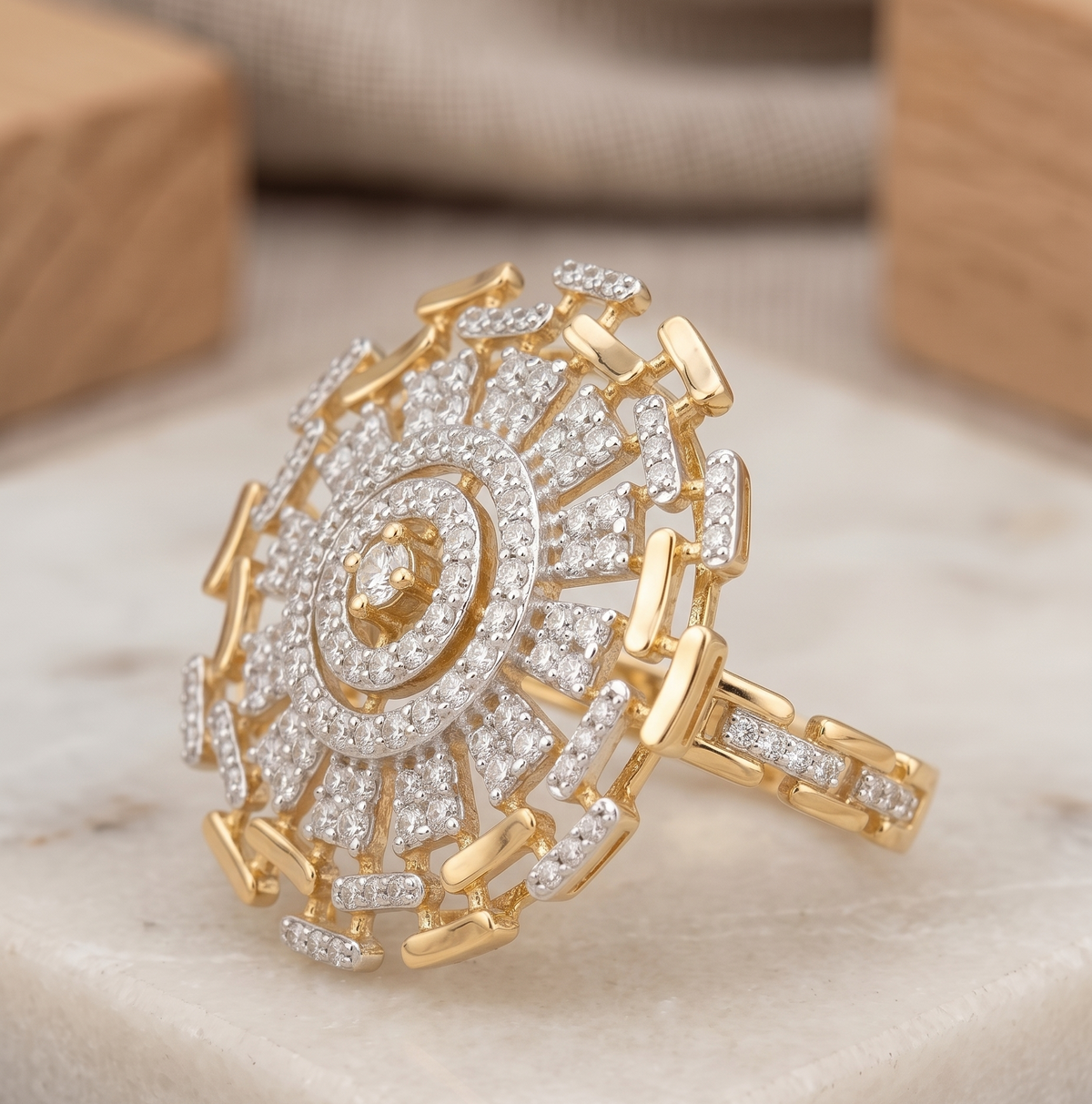 925 Silver Pavé Mandala Statement Ring