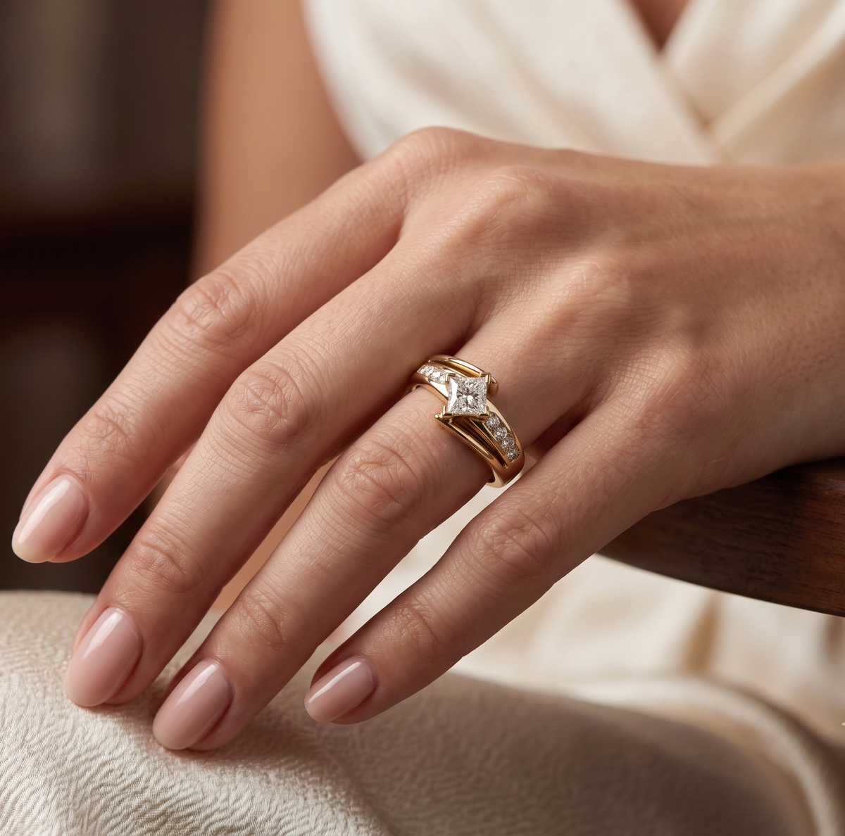 Sterling Silver Channel Accent Wrap Engagement Ring