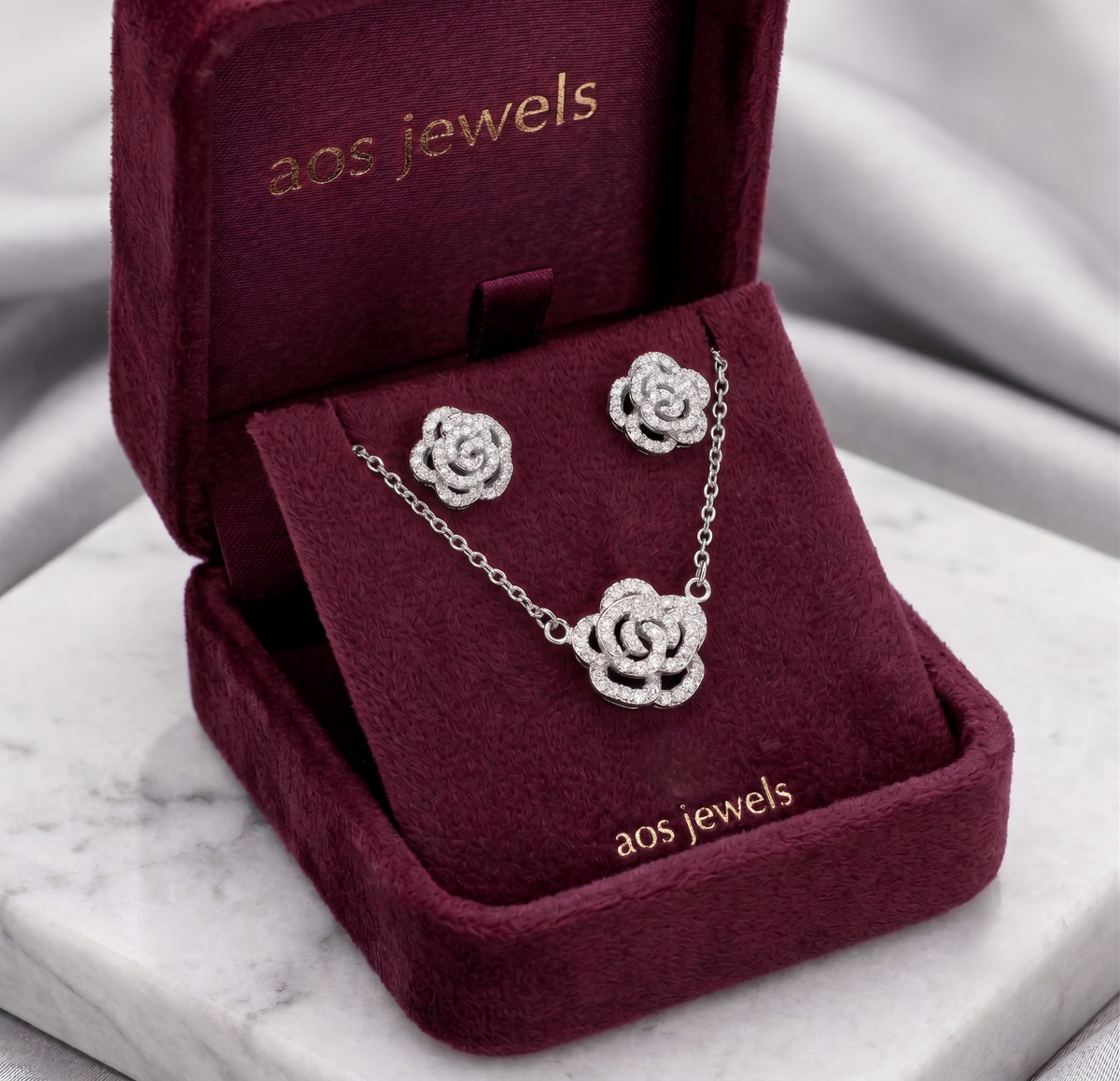 The 'Winter Rose' Silver Jewelry Set