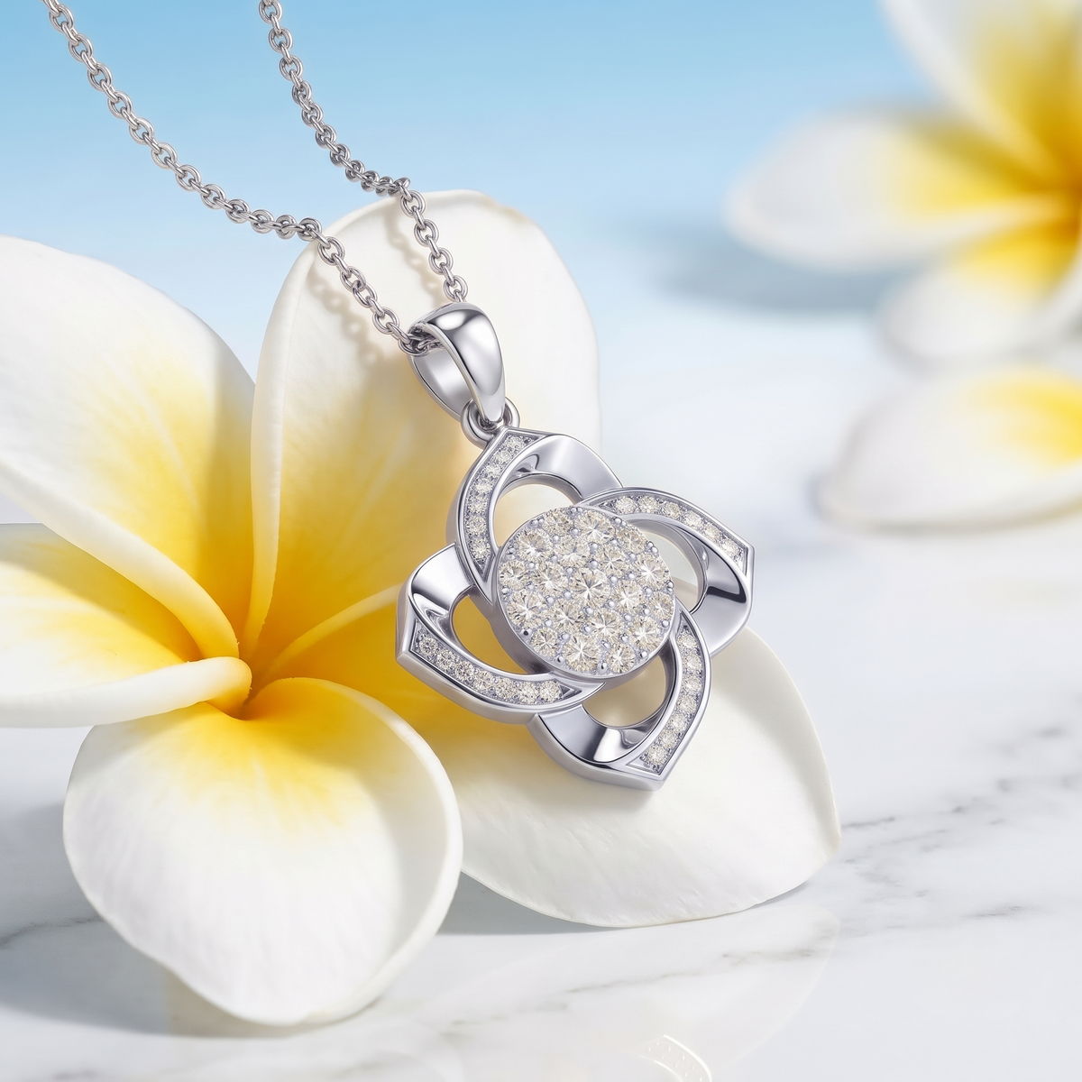 925 Sterling Silver Pavé Cluster Knot Pendant