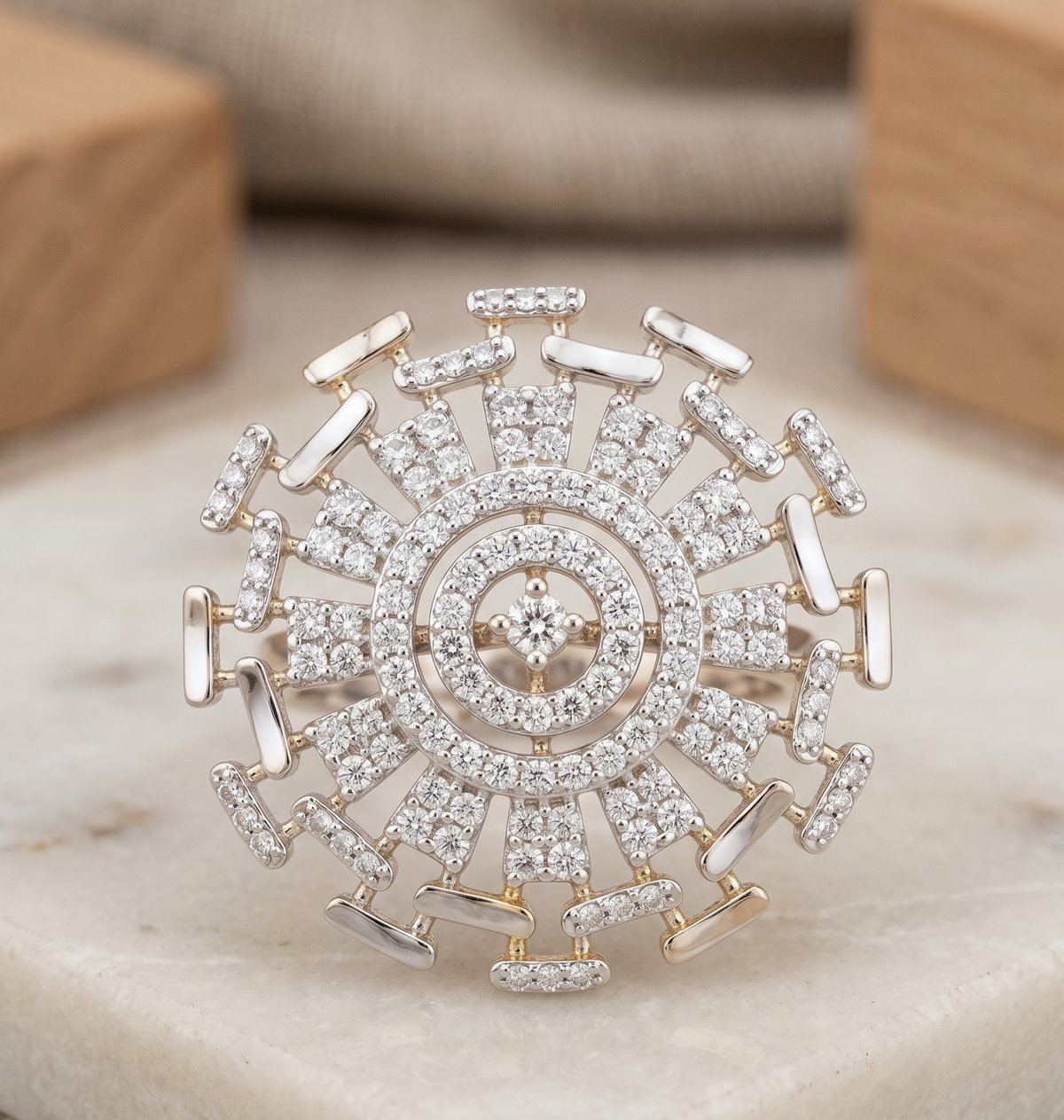925 Silver Pavé Mandala Statement Ring