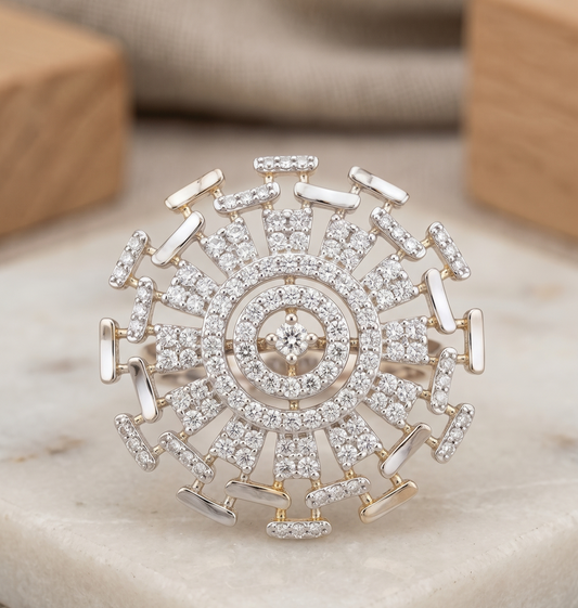 925 Silver Pavé Mandala Statement Ring