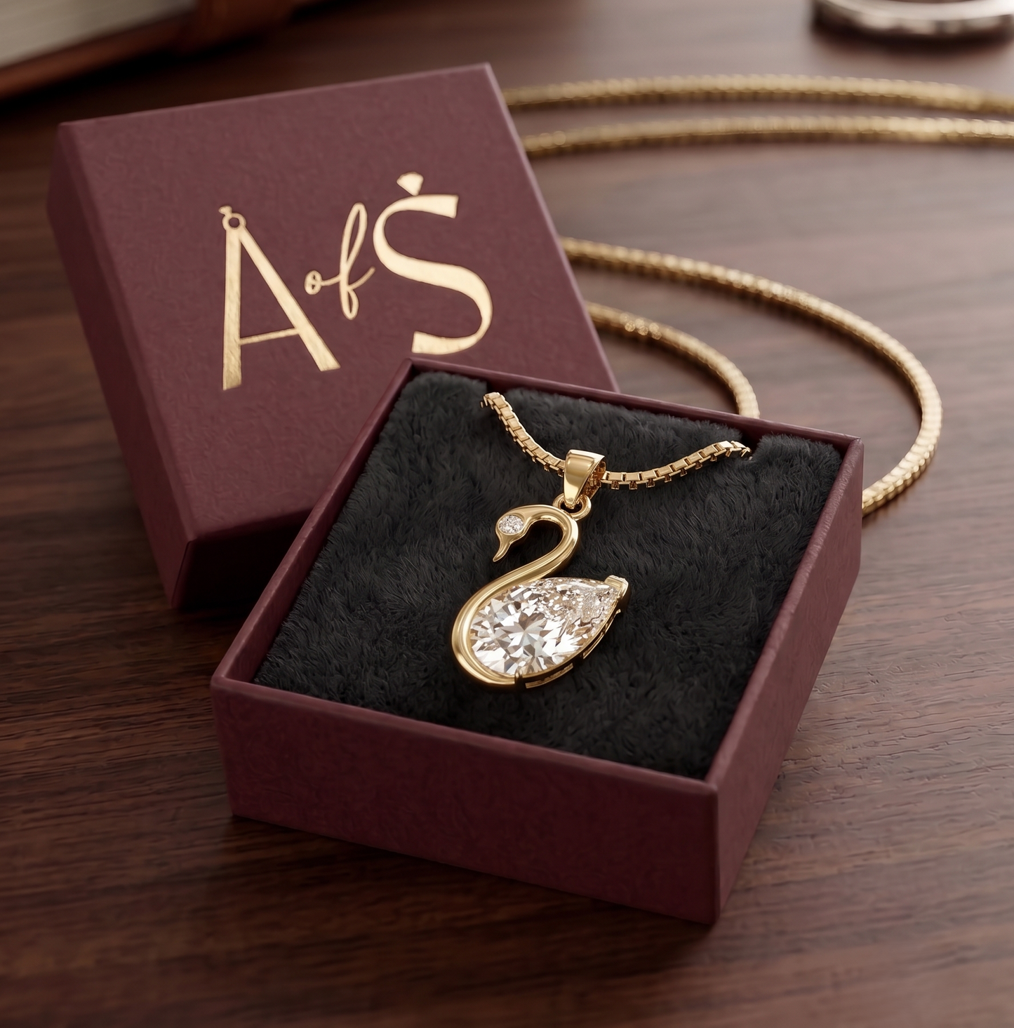 The Graceful Swan Pear-Cut Silver Pendant