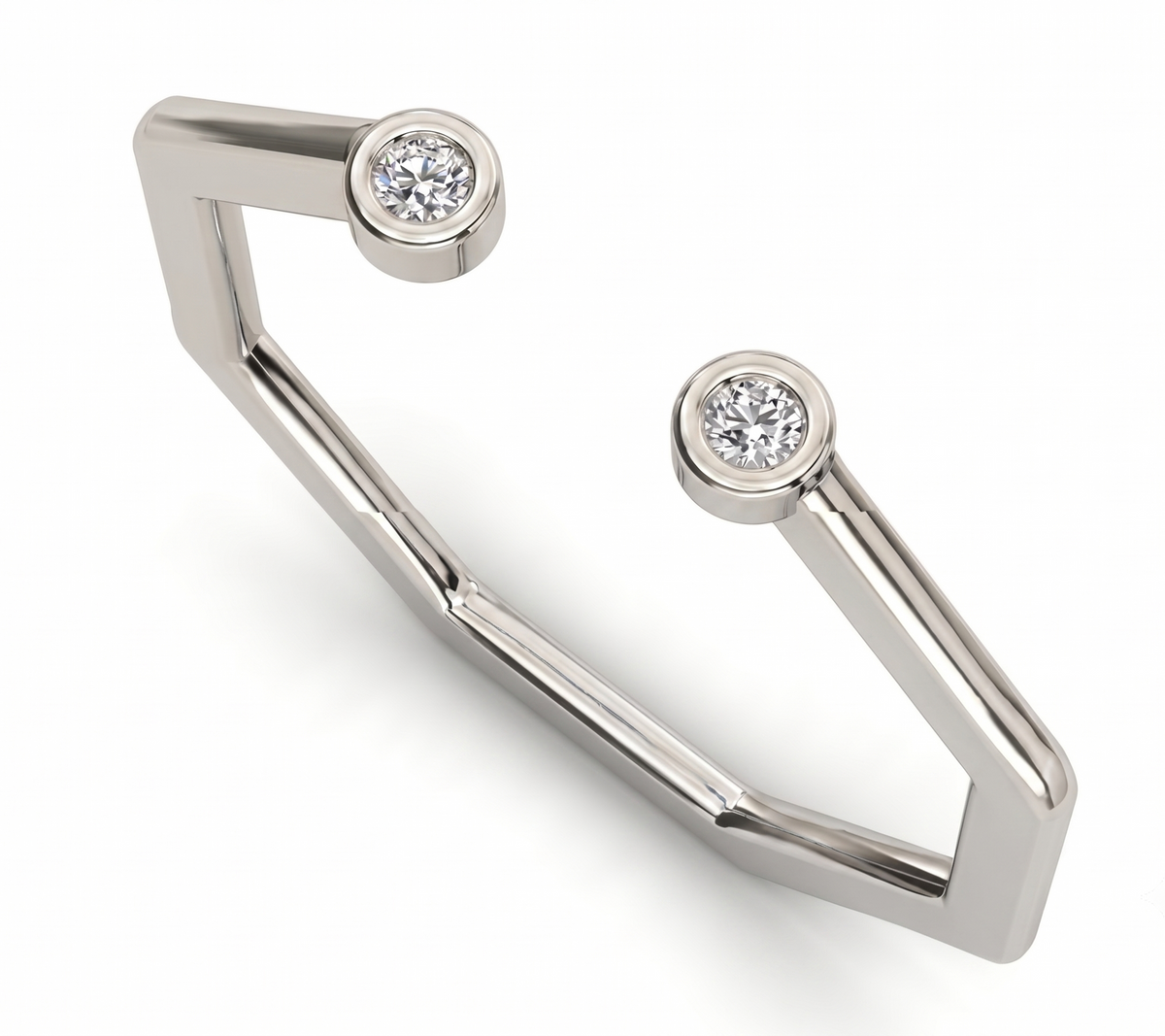 925 Sterling Silver Geometric Open Cuff Ring