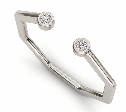 925 Sterling Silver Geometric Open Cuff Ring