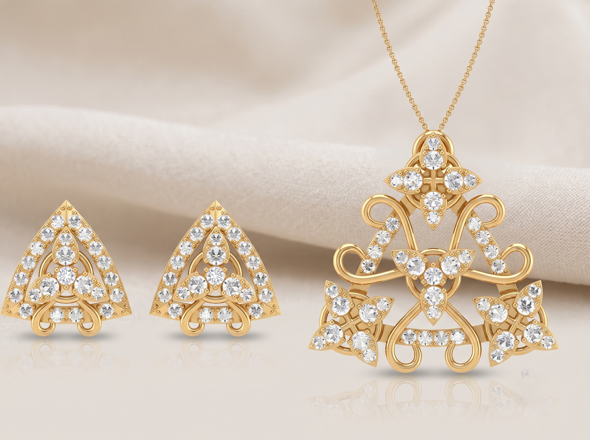 The Celestial Triad Two-Tone Pendant Set