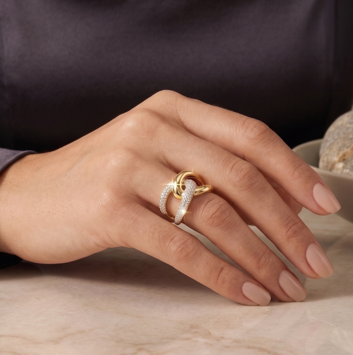 The 'Embrace' Crossover Statement Silver Ring