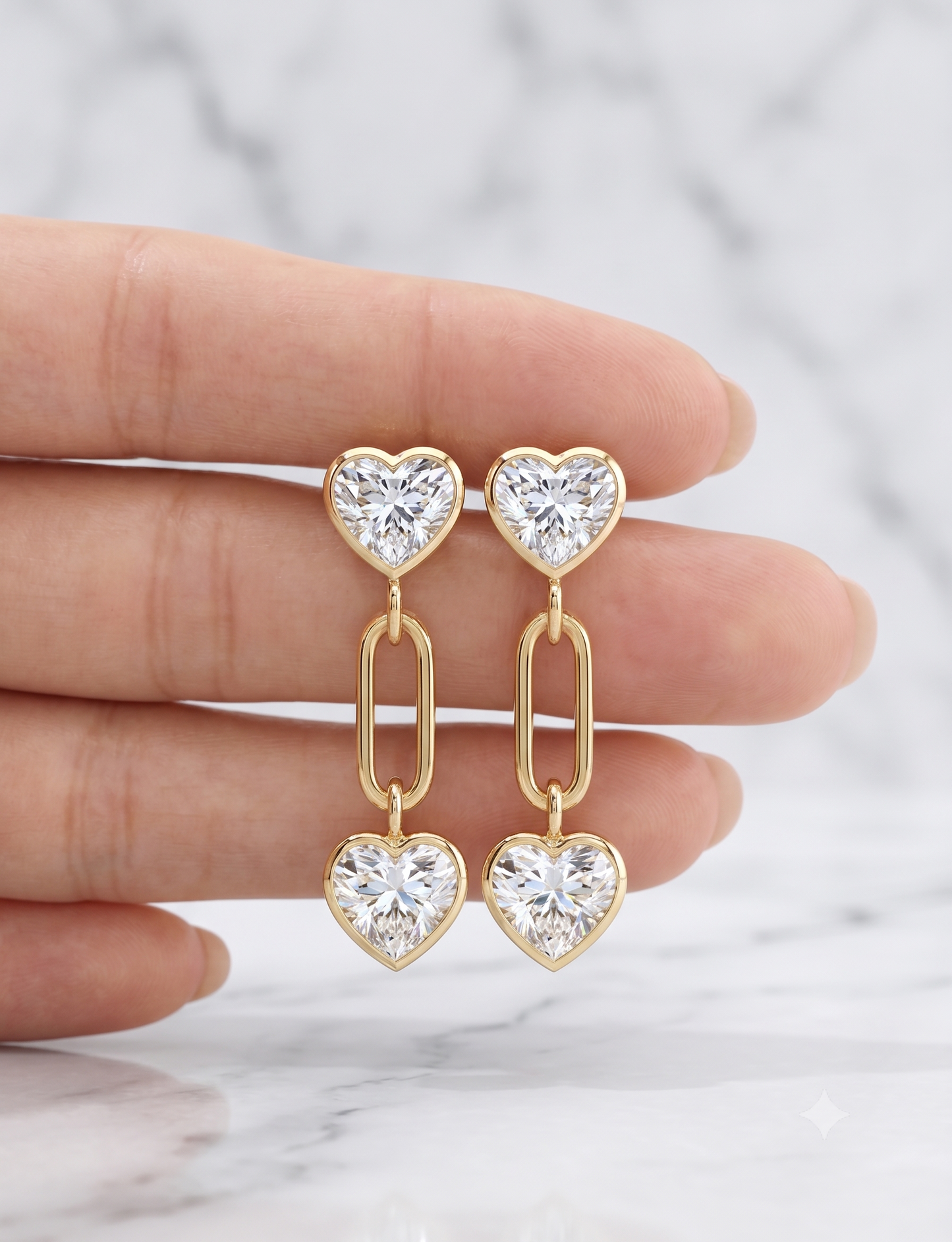 The "Tethered Hearts" Silver Drop Earrings