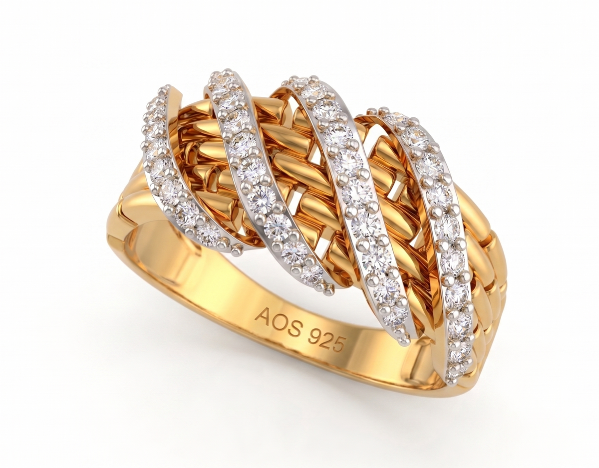 The Intertwined Silver Basket-Weave Ring
