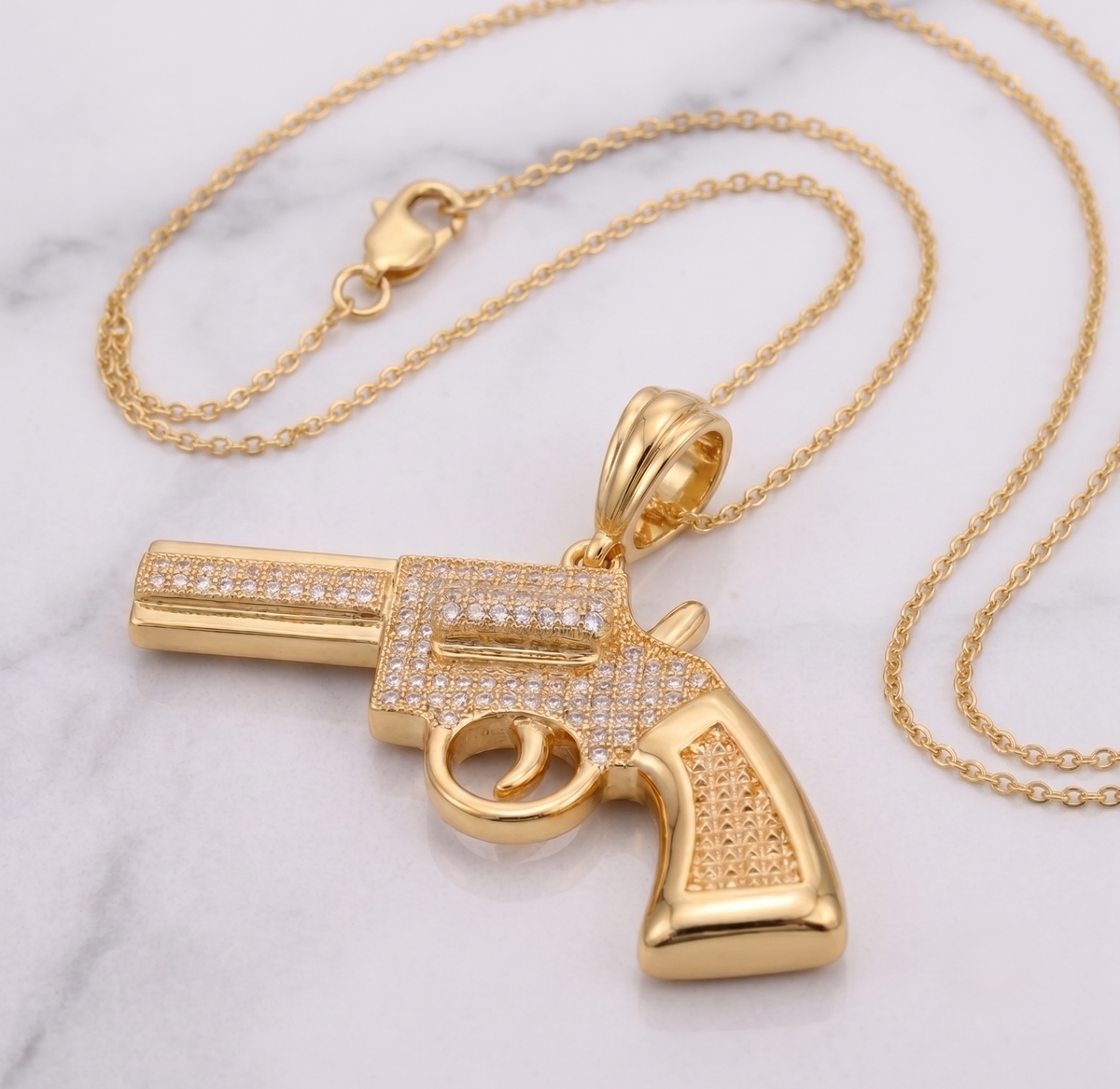 The Gold Plated Gun 925 Silver Pendant