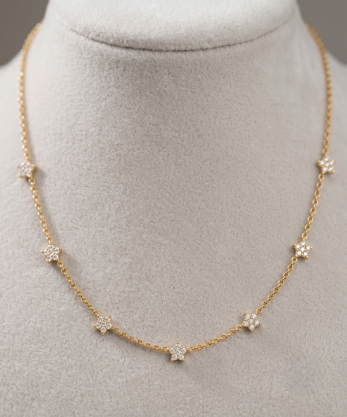 Dainty Silver moissanite Star Station Necklace