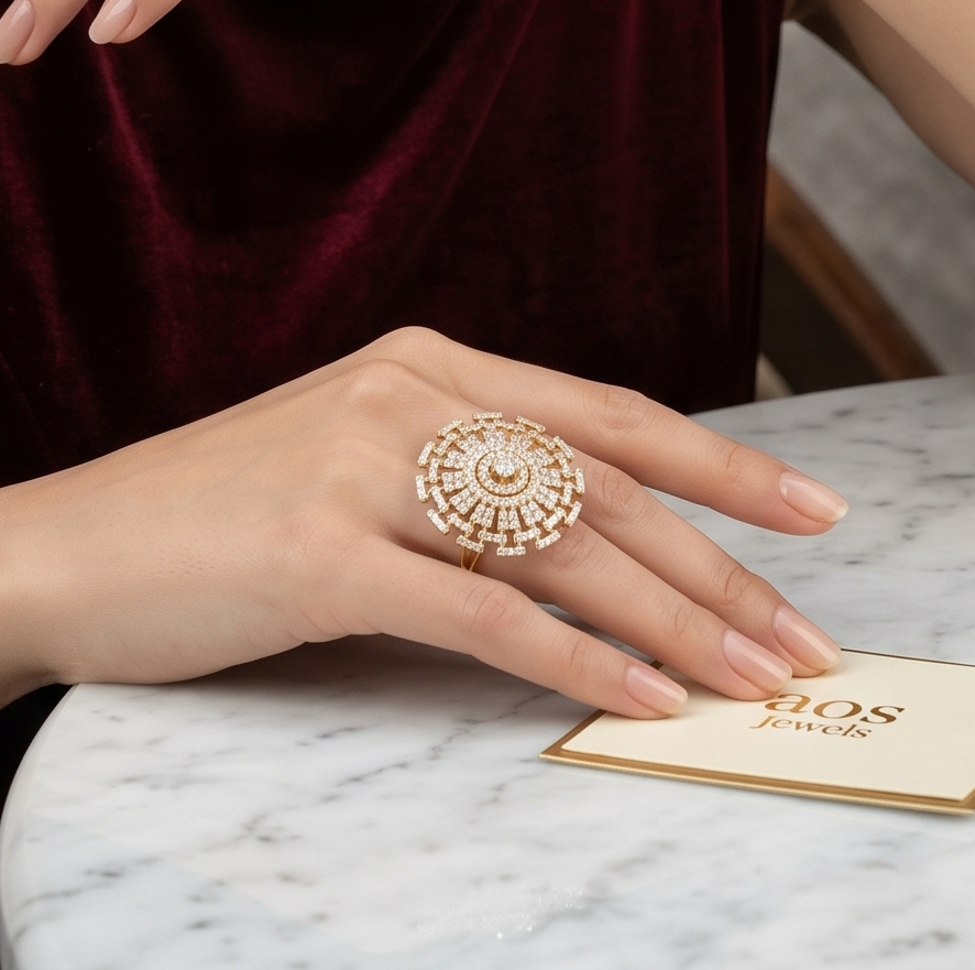 925 Silver Pavé Mandala Statement Ring