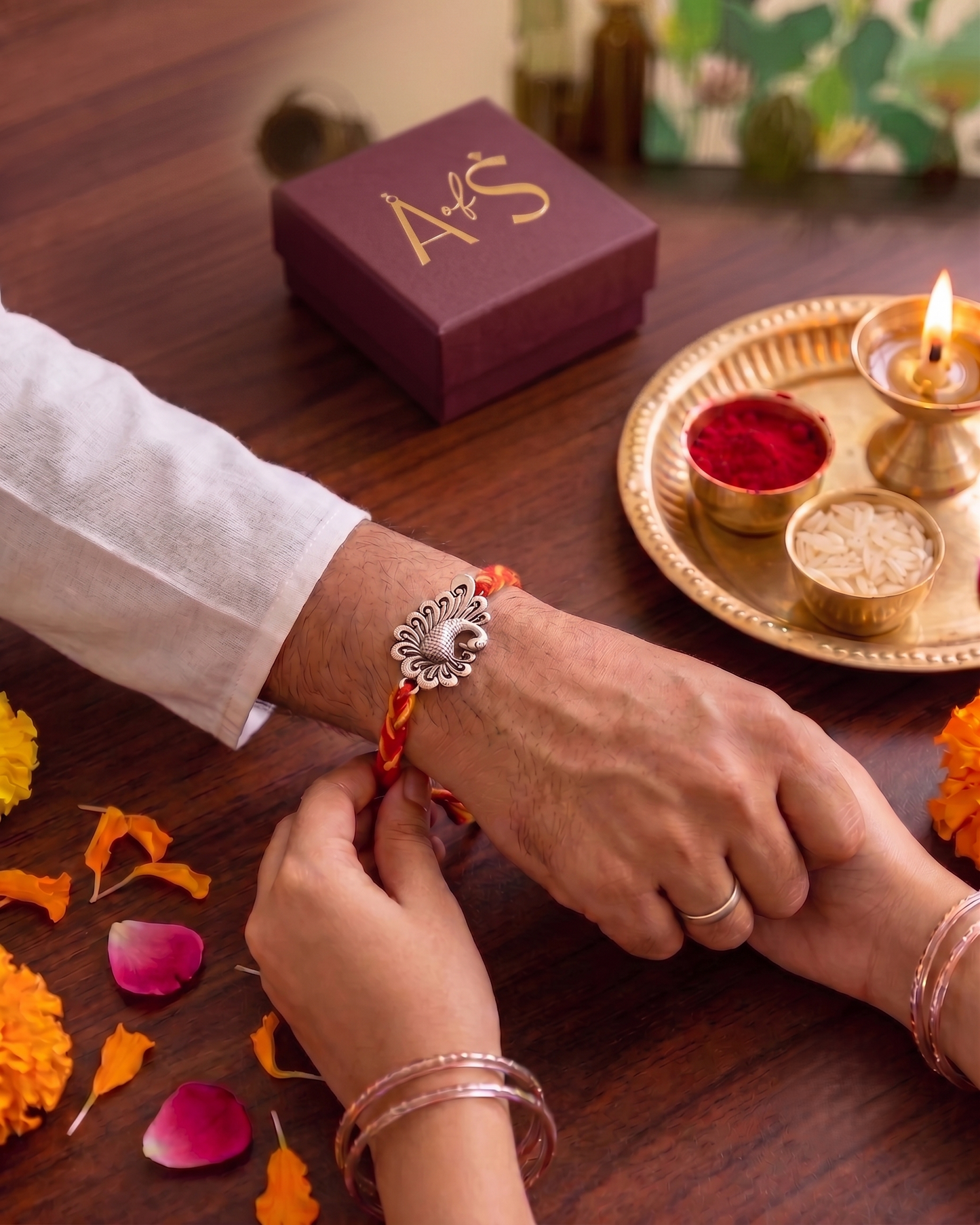 The Peacook 925 Silver Rakhi