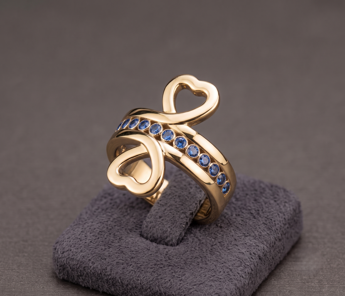 The Azure Twin Heart Wrap Ring