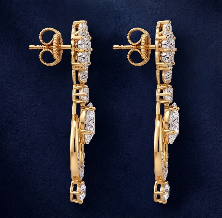 925 Sterling Silver Moissanite Floral Chandelier Earrings