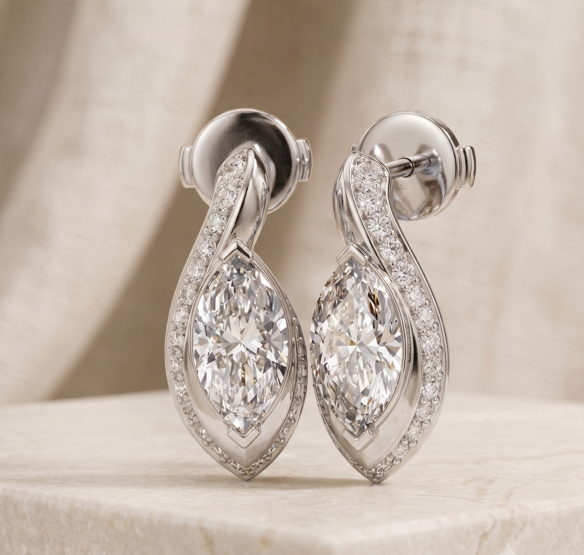 Pavé Sweep Marquise Drop Earrings