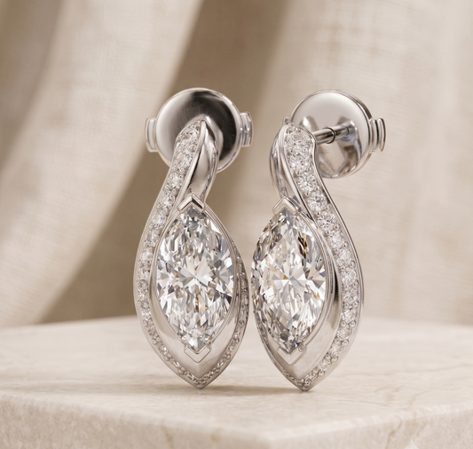 Pavé Sweep Marquise Drop Earrings