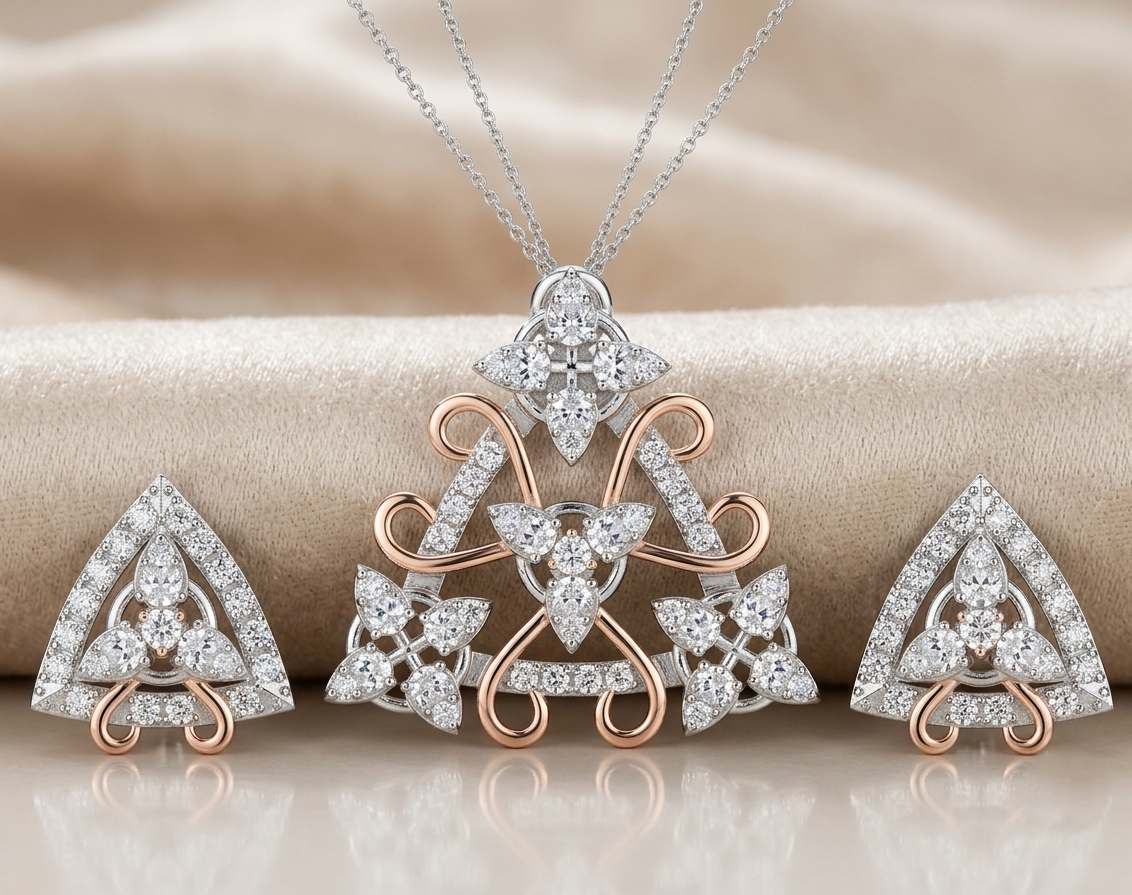 The Celestial Triad Two-Tone Pendant Set