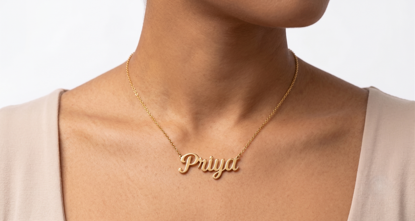 The Priya Name Design 925 Silver Chain Pendant