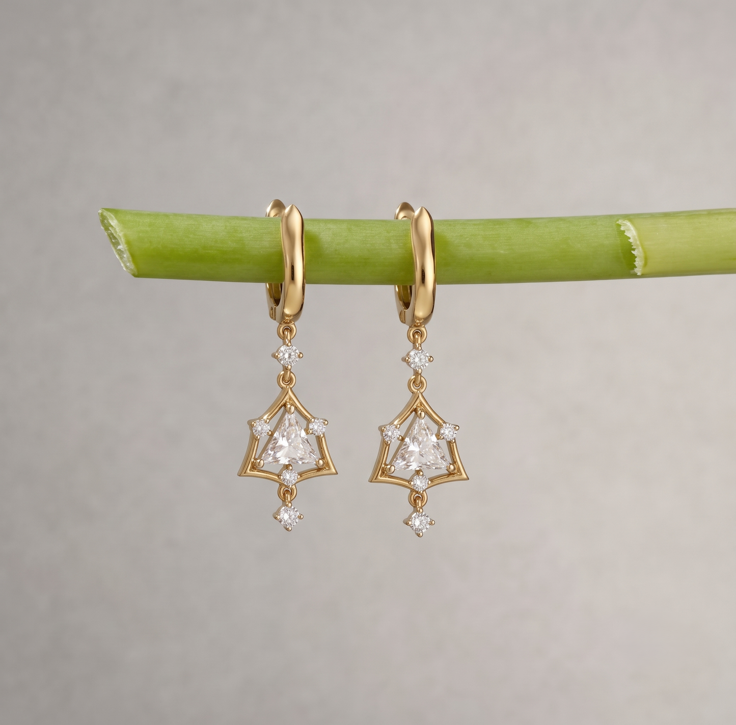 925 Sterling Silver Trillion Cut Moissanite Drop Earrings