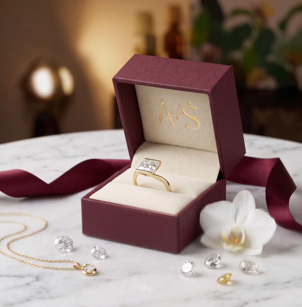 Radiant Princess Cut Bezel-Set Silver Ring