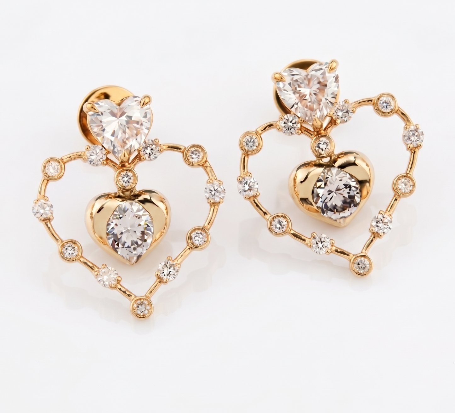 925 Sterling Silver Nested Heart Drop Earrings