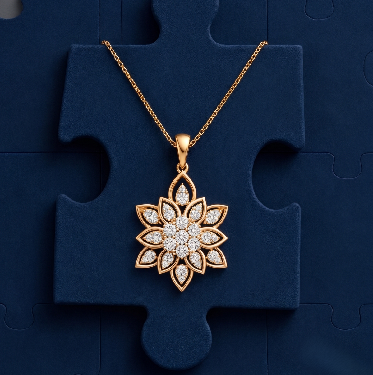 The 'Radiant Lotus' Silver Medallion Chain Pendant