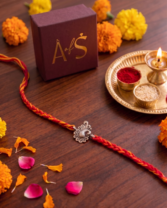 The Peacook 925 Silver Rakhi