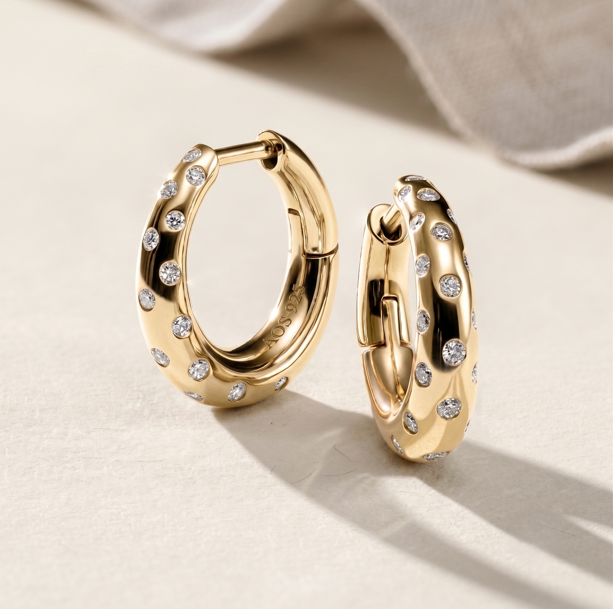 Modern Hinged Snap-Back Silver Hoop Earrings