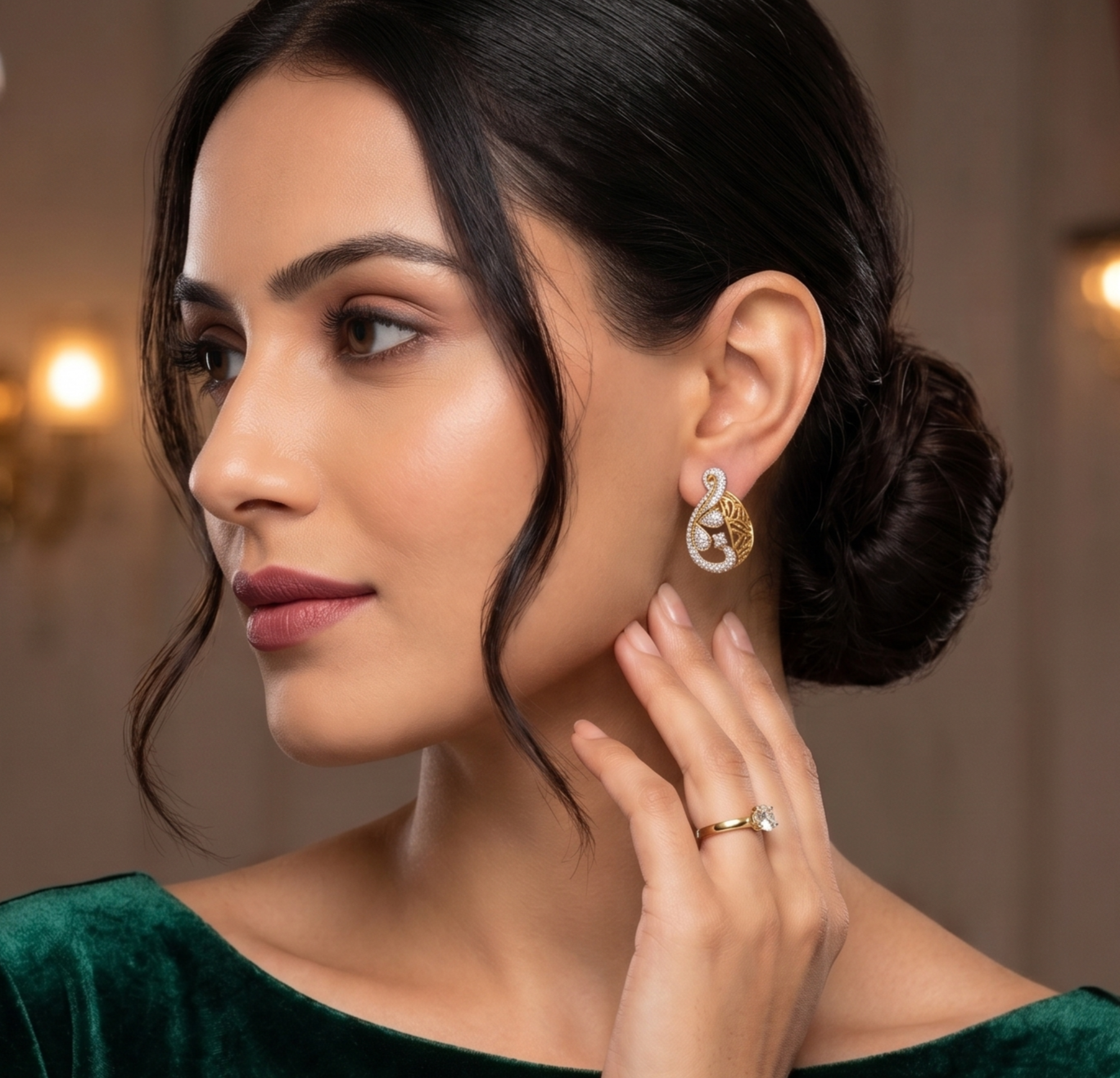 AOS Signature Pear-Cut Botanical Earrings