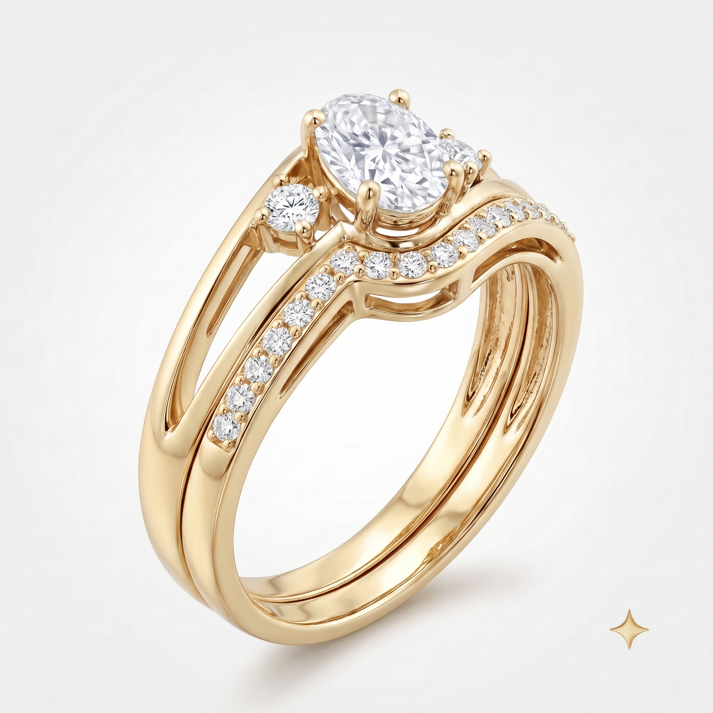 A silver-tone split-shank ring
