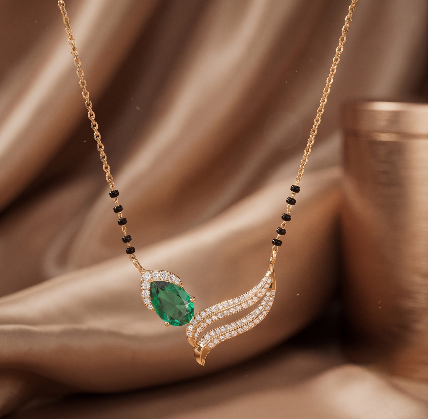 The Emerald Wing Silver Mangalsutra