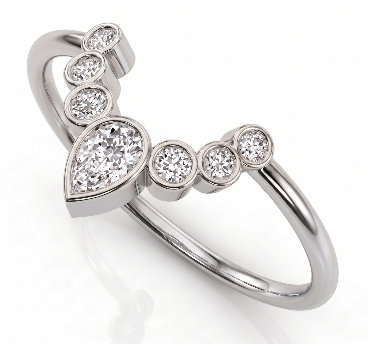 The Royal Pear Bezel Crown Silver Ring