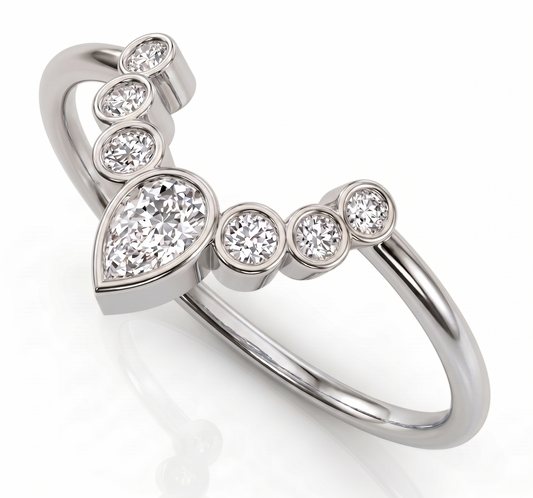 The Royal Pear Bezel Crown Silver Ring