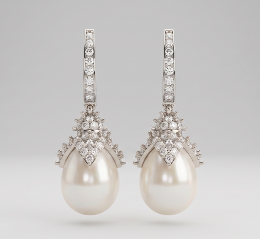 The Regal Crown Pearl Drop Earrings