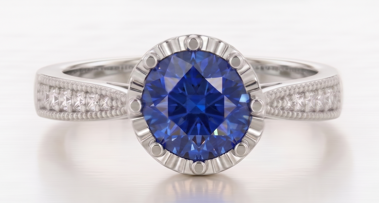 Sterling Silver Bezel-Set Blue Gemstone Statement Ring
