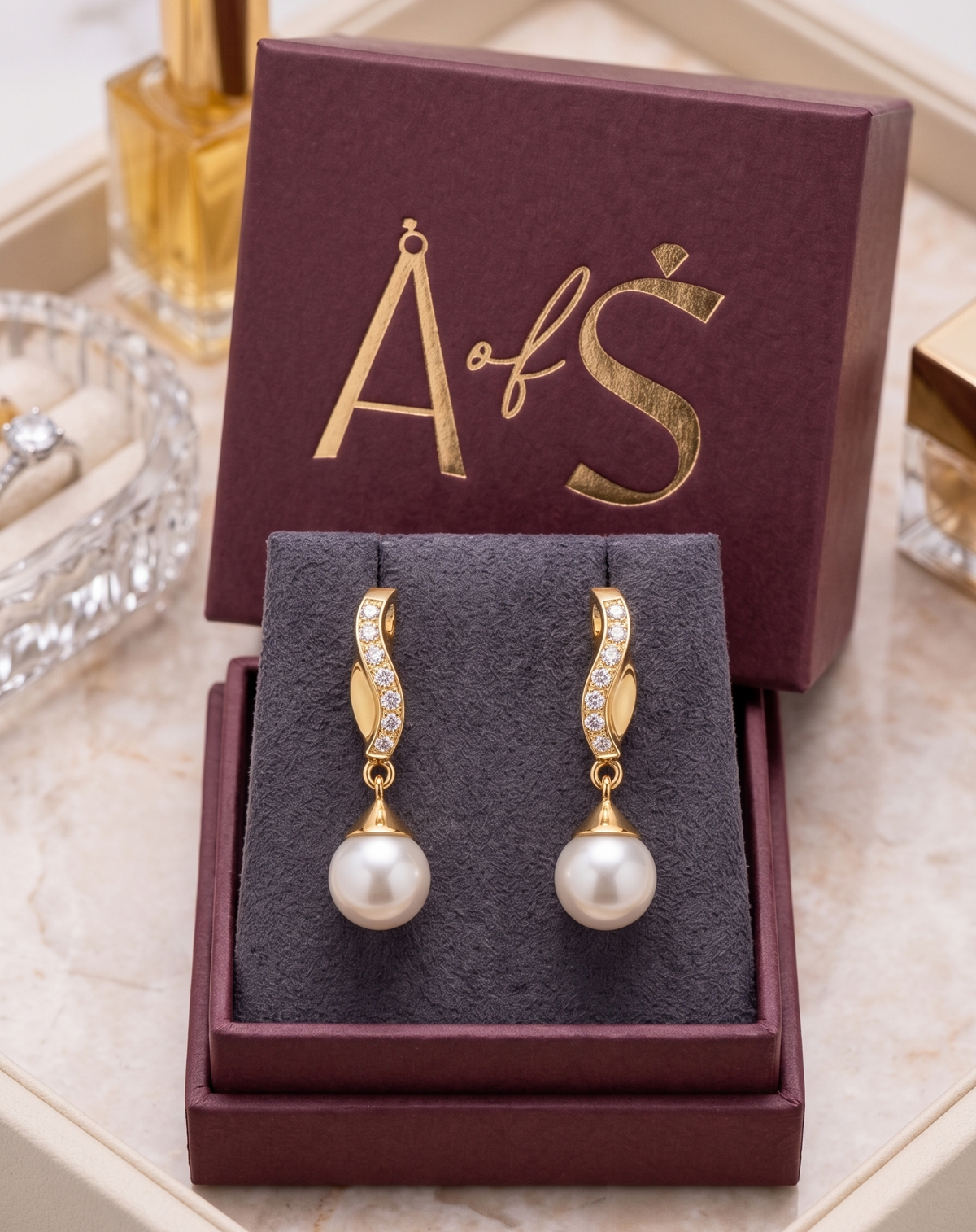 Sterling Silver Twisted Dangle Earrings with White Pearl