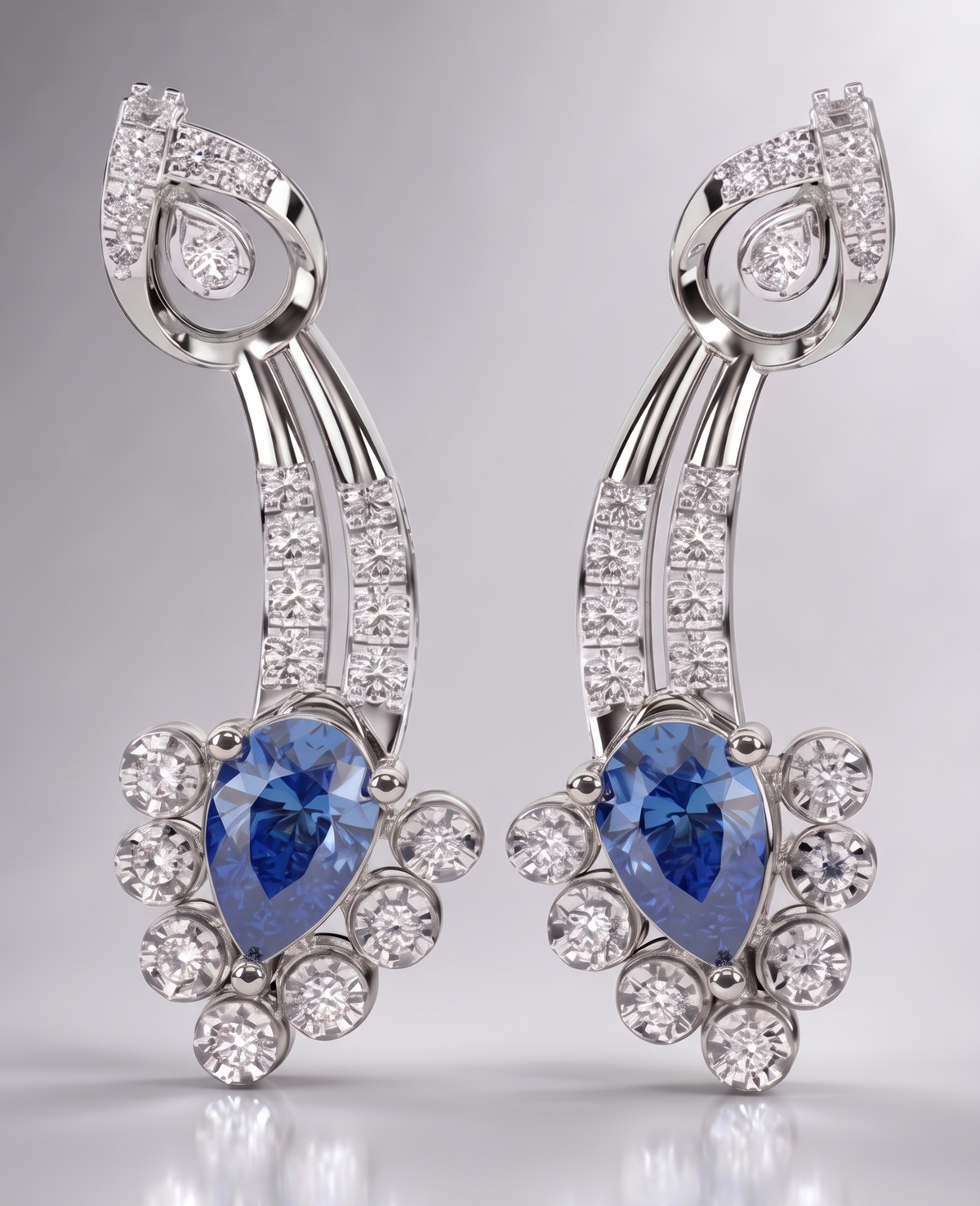 The 'Azure Waterfall' Sweeping Drop Earrings
