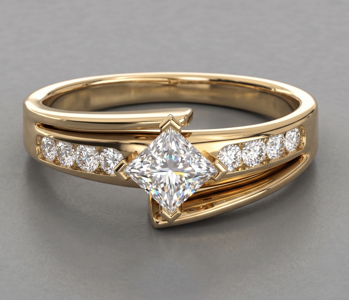 Sterling Silver Channel Accent Wrap Engagement Ring